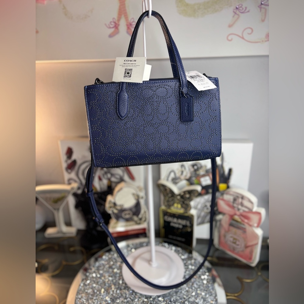 Coach Blue Textured Crossbody Bag with Adjustable Strap